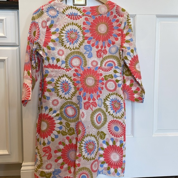 Boden 100% linen beach dress 6 petite blues green orange/red colors - Picture 7 of 9